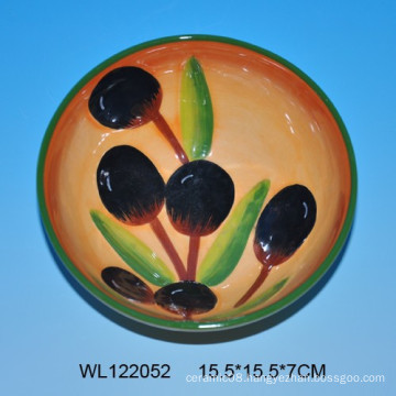 Handpainting olive ceramic bowl for kitchen